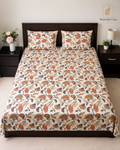 Queen~Rust Blossom Cotton Bedsheet Set