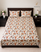 Queen~Rust Blossom Cotton Bedsheet Set