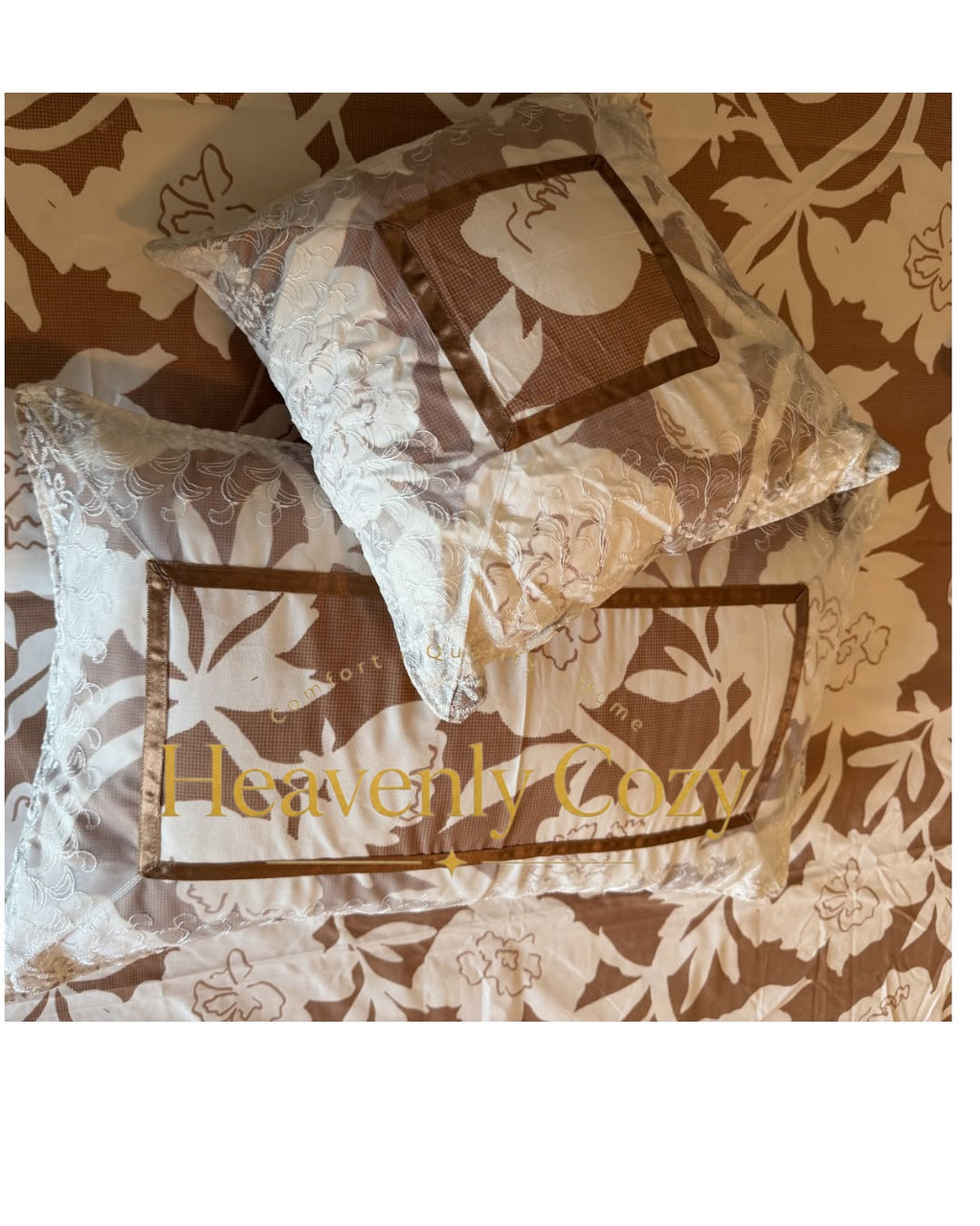 Floral Brown King Bedsheet Set